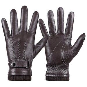 Winter heepkin Leather Glove for Men, Brown